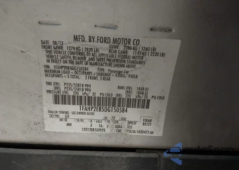 2013 Ford Taurus Sel z USA, uszkodzony, nr VIN 1FAHP2E85DG150584